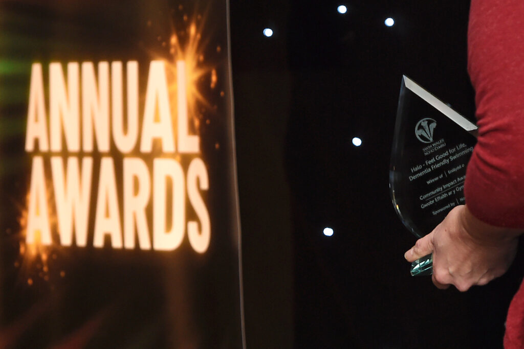 Swim Wales Annual Awards Banner and Award